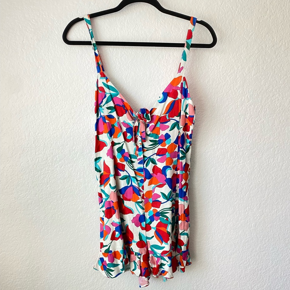 NWOT super cute Oliviaceous Romper w/front tie, side zipper, & adjustable straps